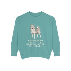 Norwegian Buhund Humor Sweatshirt, Seafoam, front view