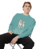 Norwegian Buhund Humor Sweatshirt, Seafoam, person 1 context