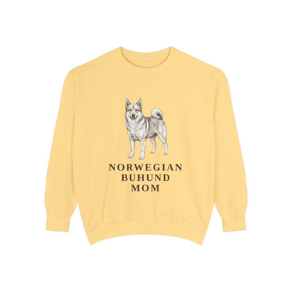 Norwegian Buhund Mom Sweatshirt, Butter, front view