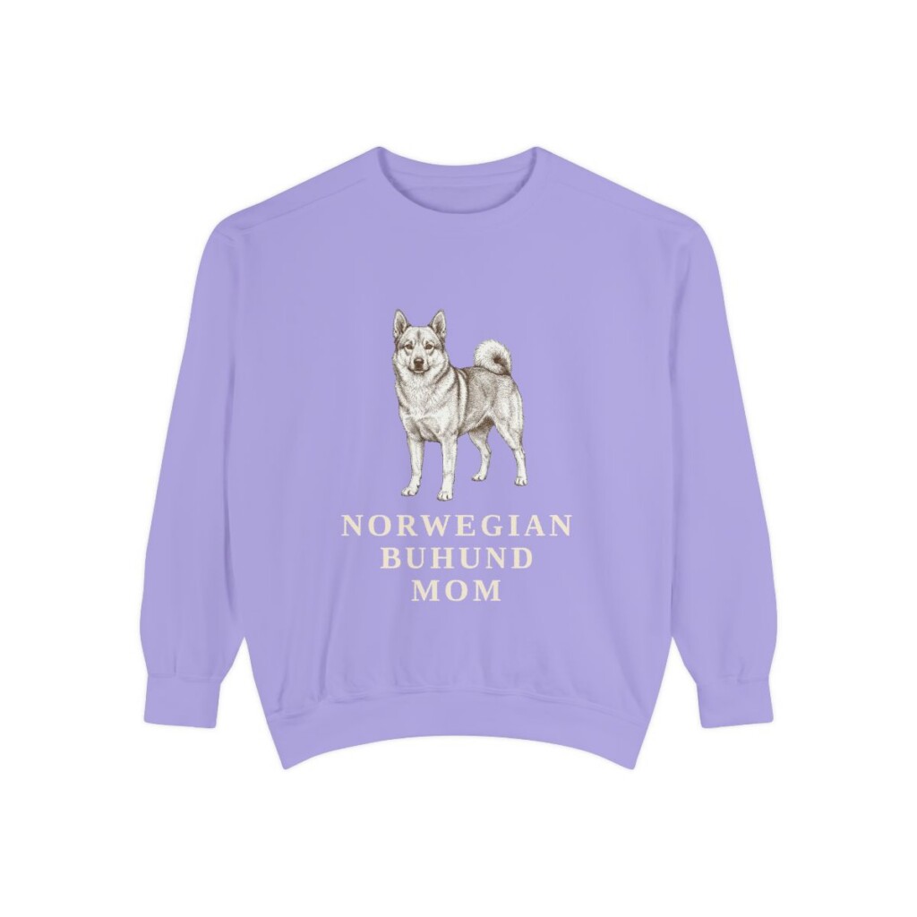 Norwegian Buhund Mom Sweatshirt, Violet, front view