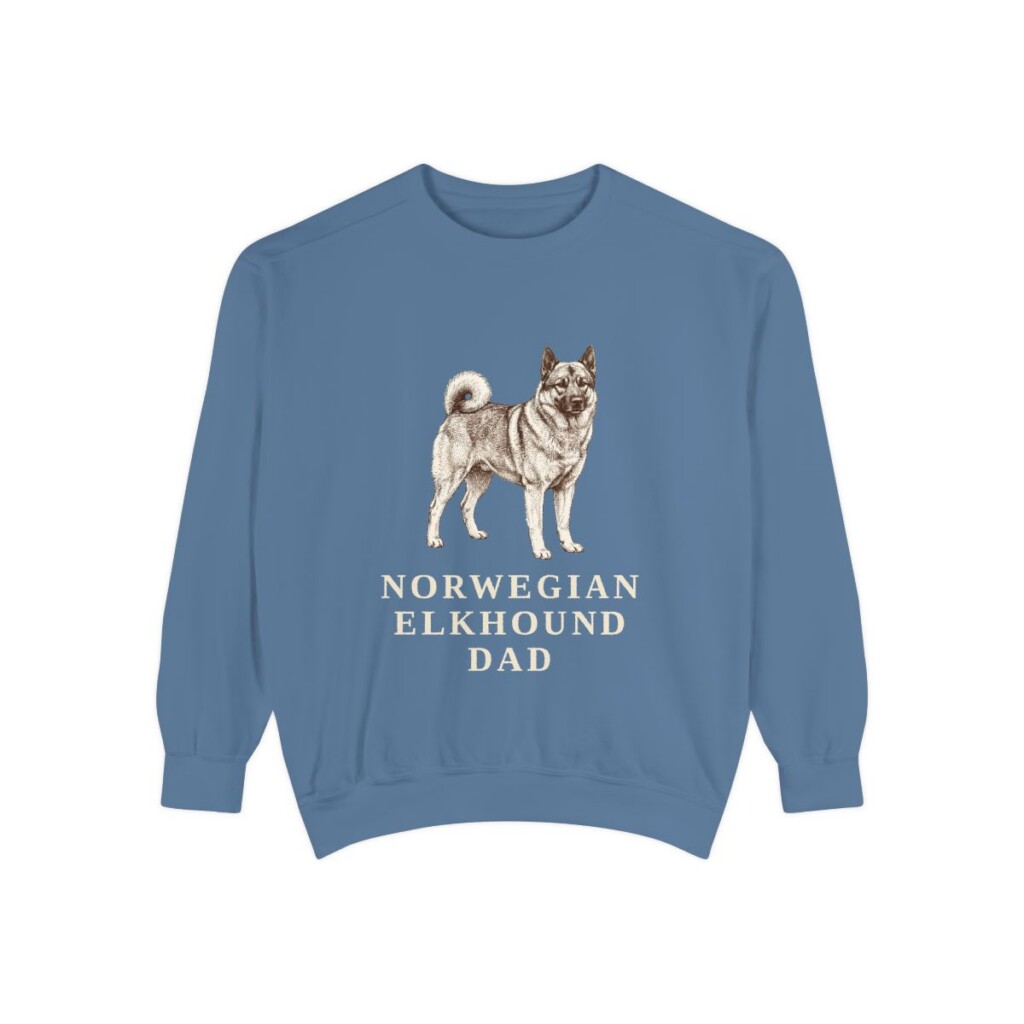 Norwegian Elkhound Dad Sweatshirt, Blue Jean, front view