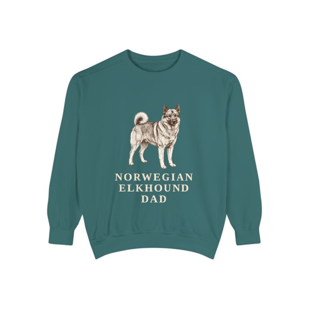 Norwegian Elkhound Dad Sweatshirt, Blue Spruce, front view