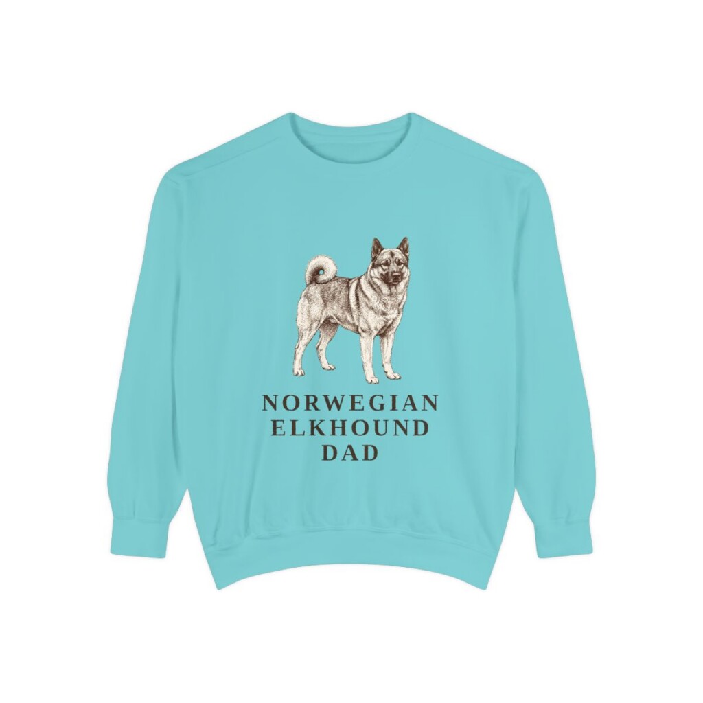 Norwegian Elkhound Dad Sweatshirt, Chalky Mint, front view