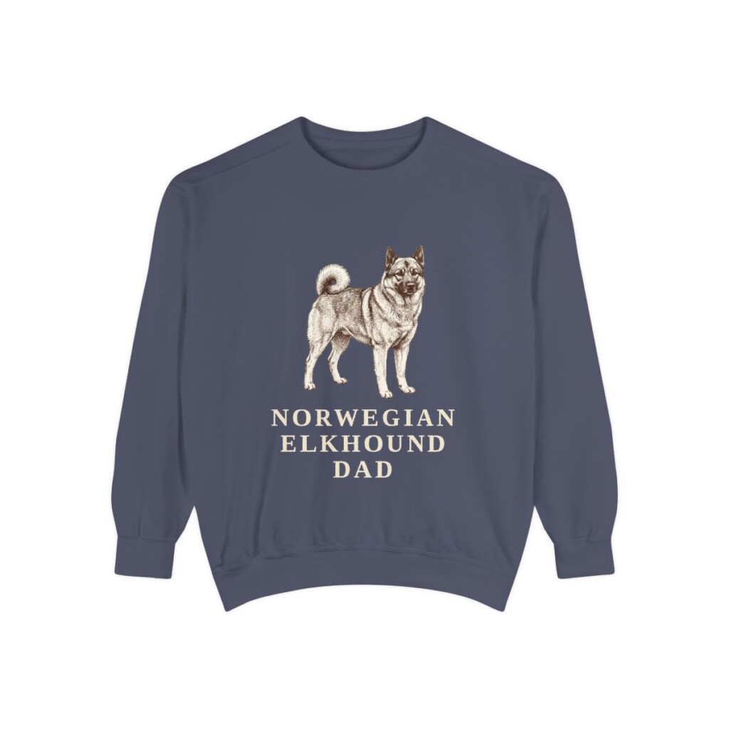 Norwegian Elkhound Dad Sweatshirt, Denim, front view