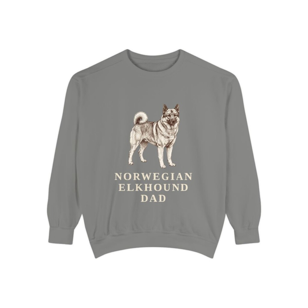 Norwegian Elkhound Dad Sweatshirt, Grey, front view