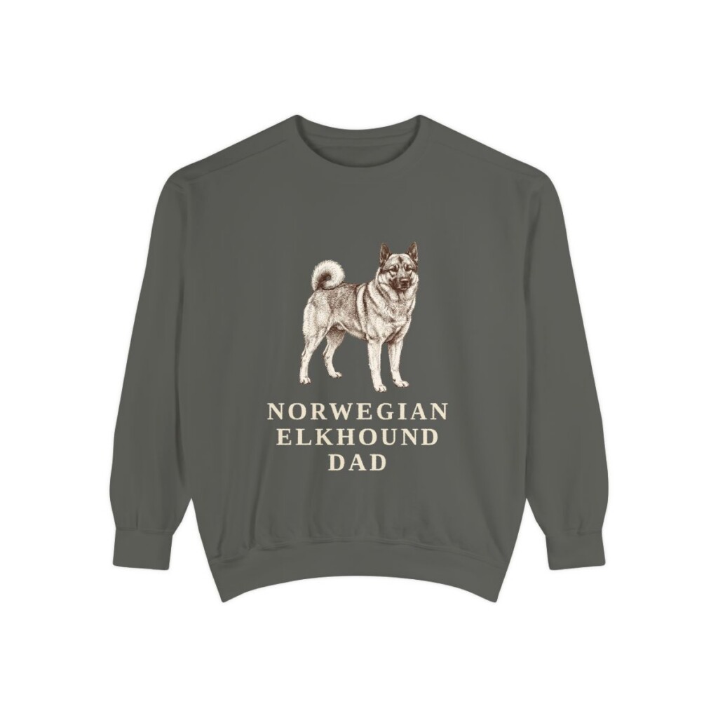 Norwegian Elkhound Dad Sweatshirt, Pepper, front view