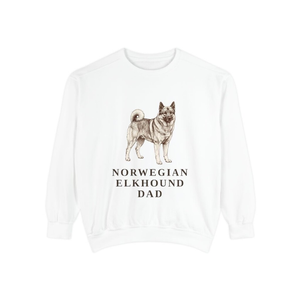 Norwegian Elkhound Dad Sweatshirt, White, front view