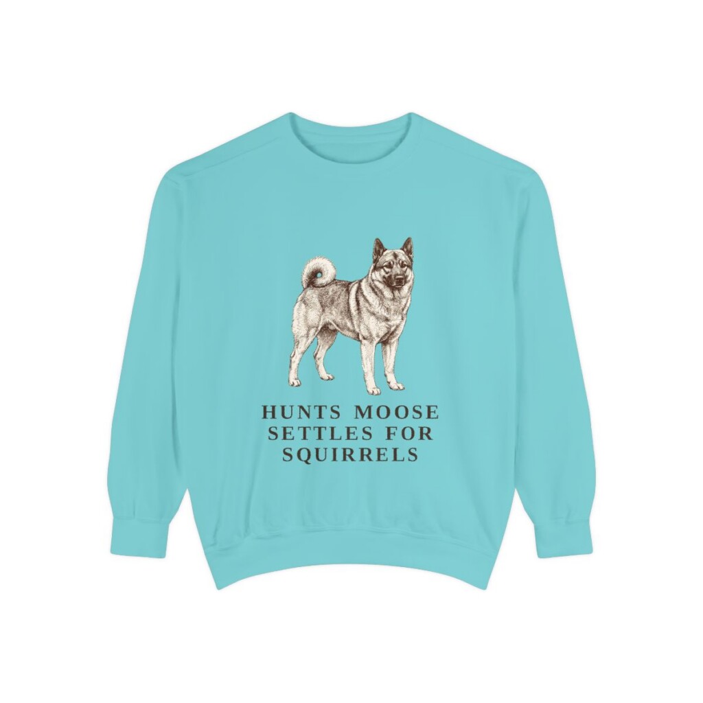 Norwegian Elkhound Humor Sweatshirt, Chalky Mint, front view