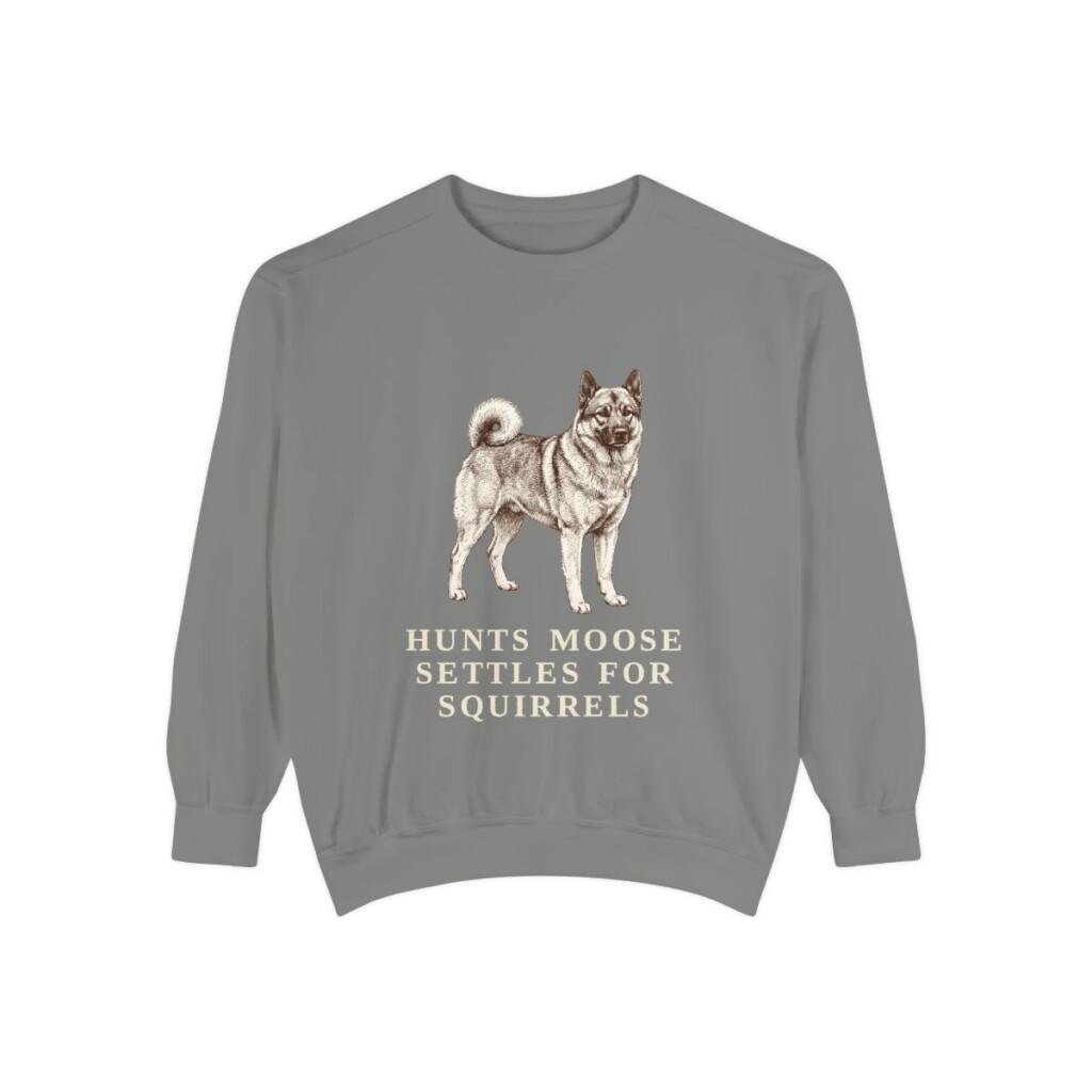 Norwegian Elkhound Humor Sweatshirt, Grey, front view