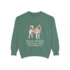 Norwegian Elkhound Humor Sweatshirt, Light Green, front view