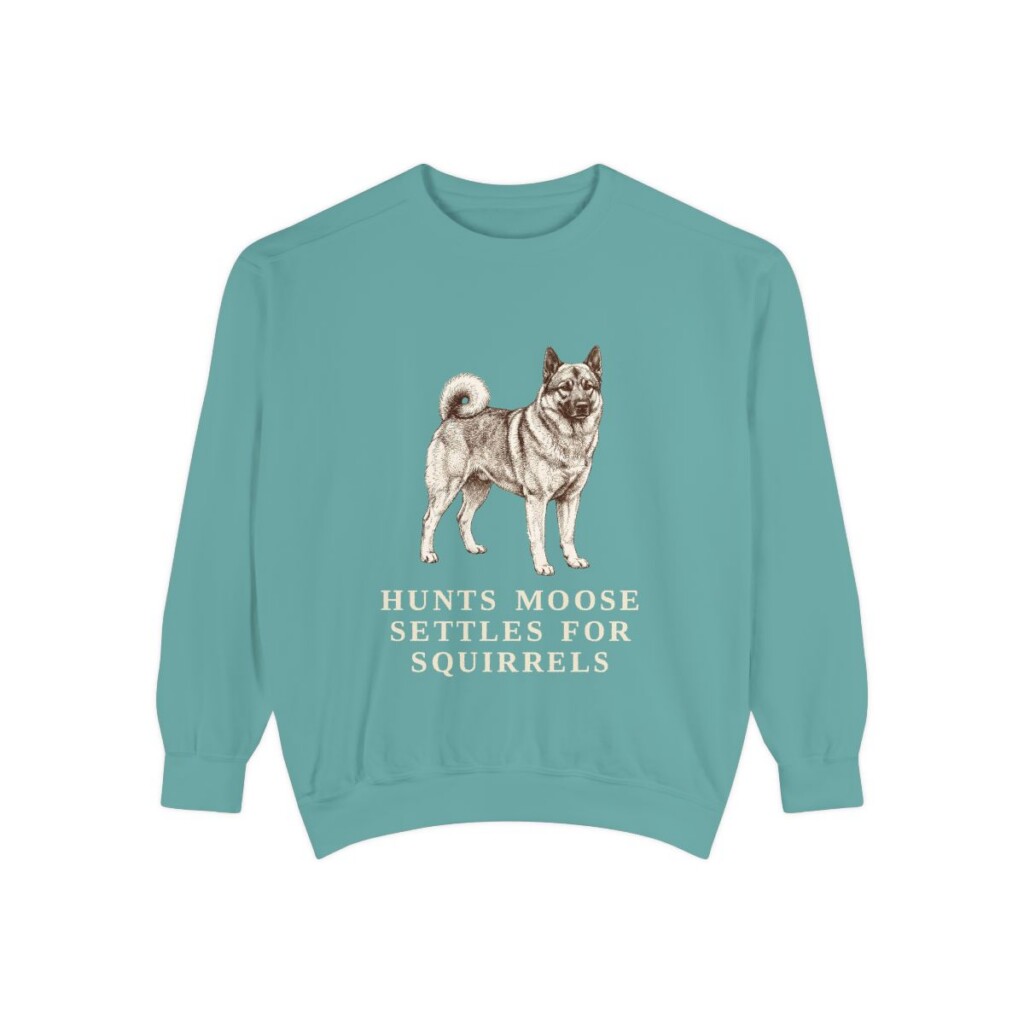 Norwegian Elkhound Humor Sweatshirt, Seafoam, front view