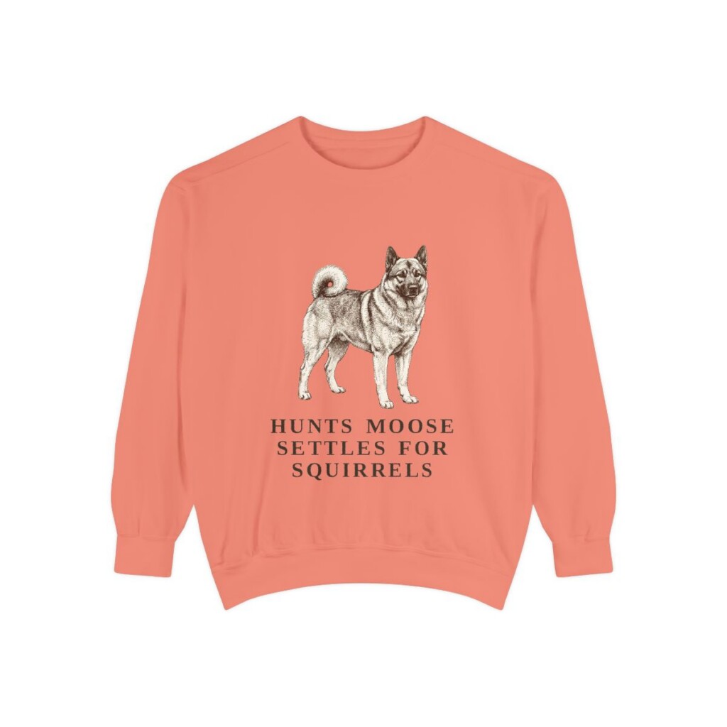 Norwegian Elkhound Humor Sweatshirt, Terracotta, front view