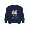 Norwegian Elkhound Humor Sweatshirt, True Navy, front view