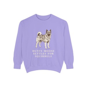 Norwegian Elkhound Humor Sweatshirt, Violet, front view