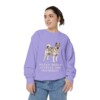 Norwegian Elkhound Humor Sweatshirt, Violet, person 2 front
