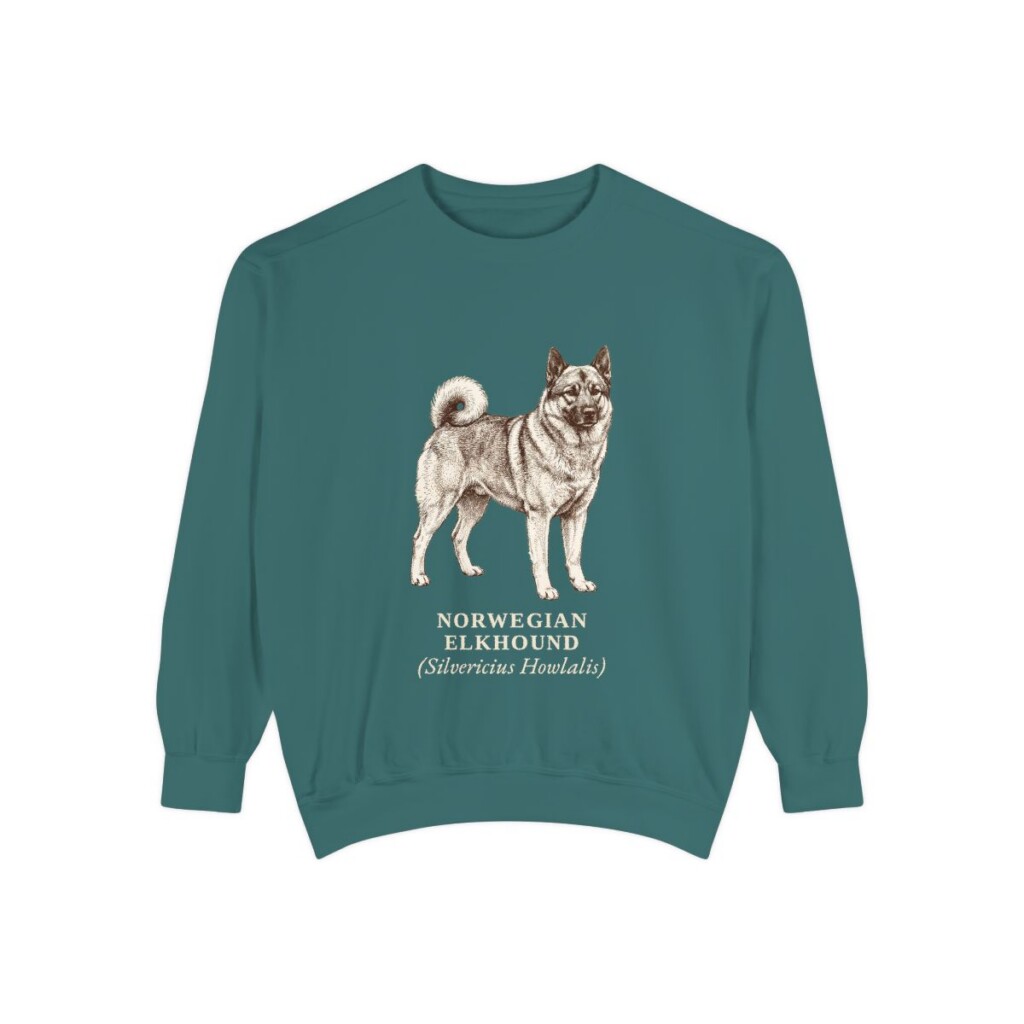 Norwegian Elkhound Latin Sweatshirt, Blue Spruce, front view