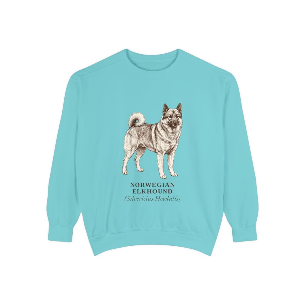 Norwegian Elkhound Latin Sweatshirt, Chalky Mint, front view