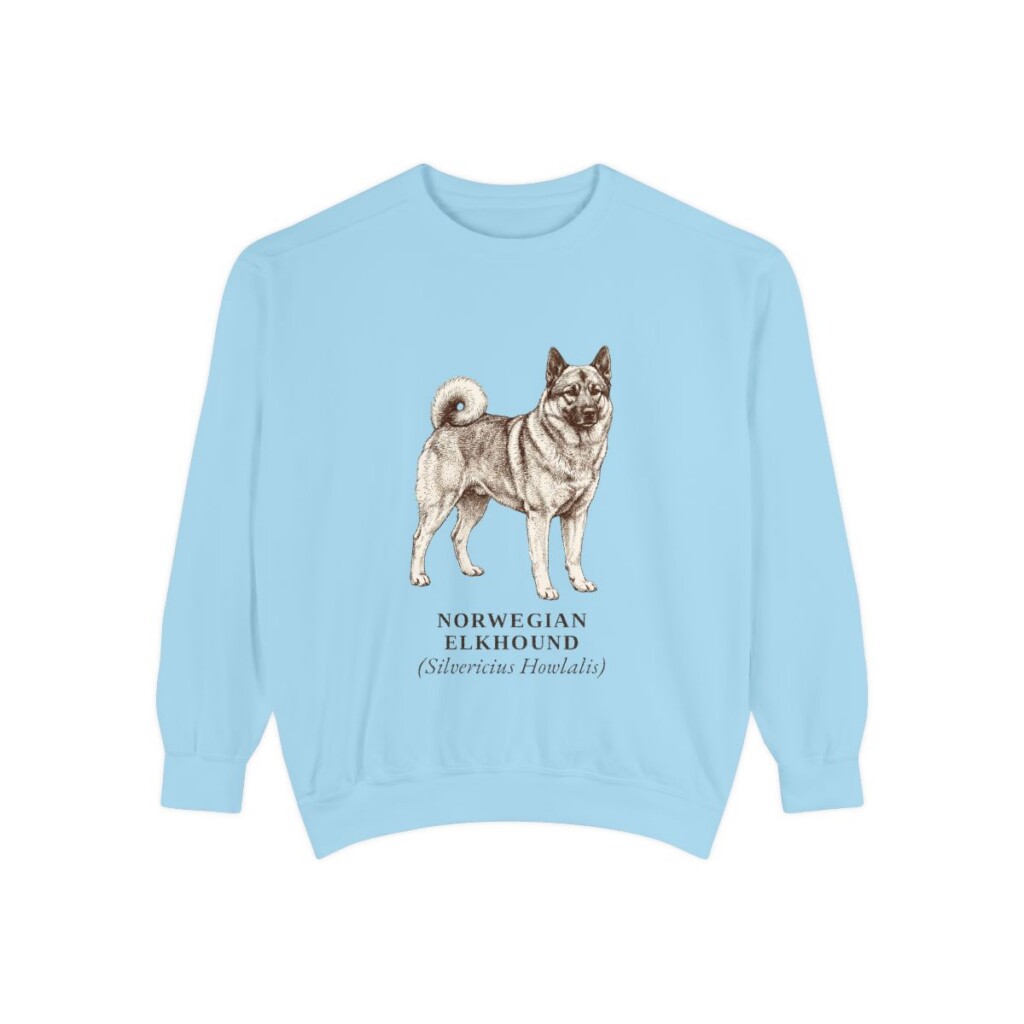 Norwegian Elkhound Latin Sweatshirt, Chambray, front view