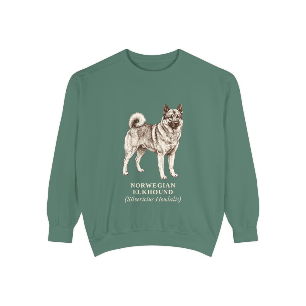 Norwegian Elkhound Latin Sweatshirt, Light Green, front view