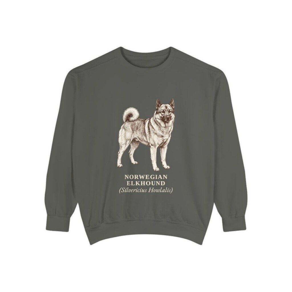 Norwegian Elkhound Latin Sweatshirt, Pepper, front view