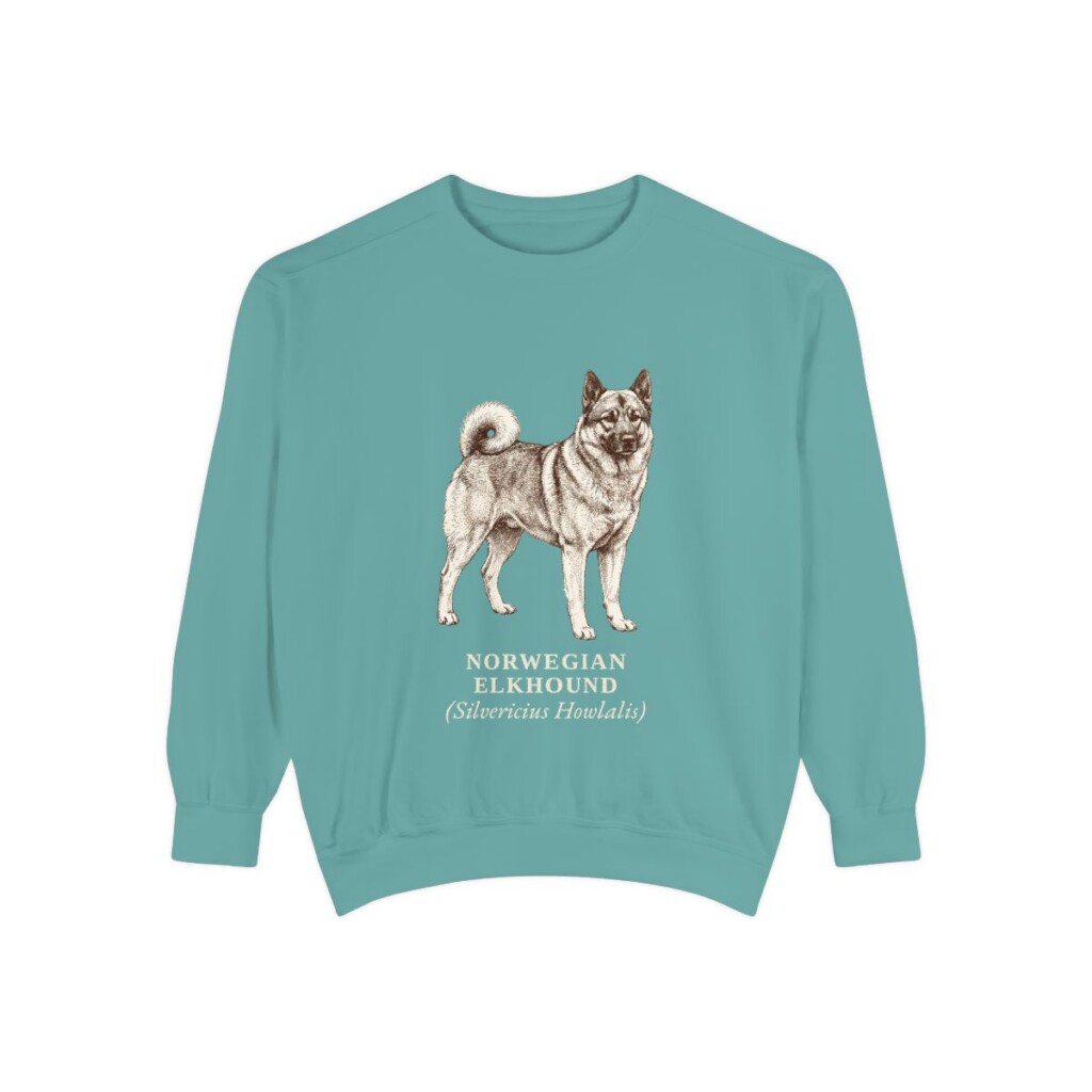 Norwegian Elkhound Latin Sweatshirt, Seafoam, front view