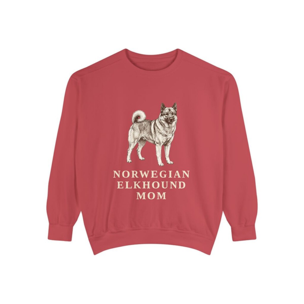 Norwegian Elkhound Mom Sweatshirt, Crimson, front view