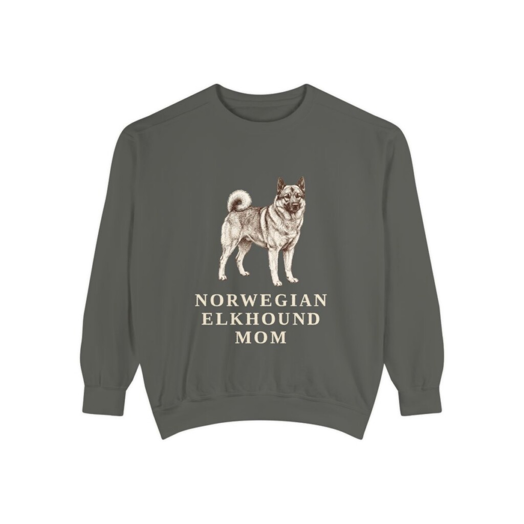 Norwegian Elkhound Mom Sweatshirt, Pepper, front view