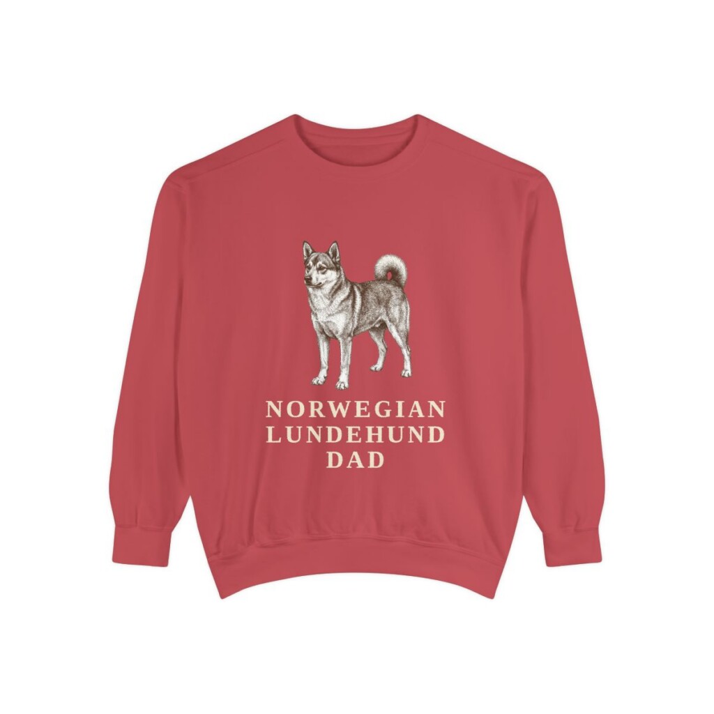 norwegian-lundehund-sweatshirt-dad-crimson-1 Norwegian Lundehund Dad Sweatshirt, Crimson, front view