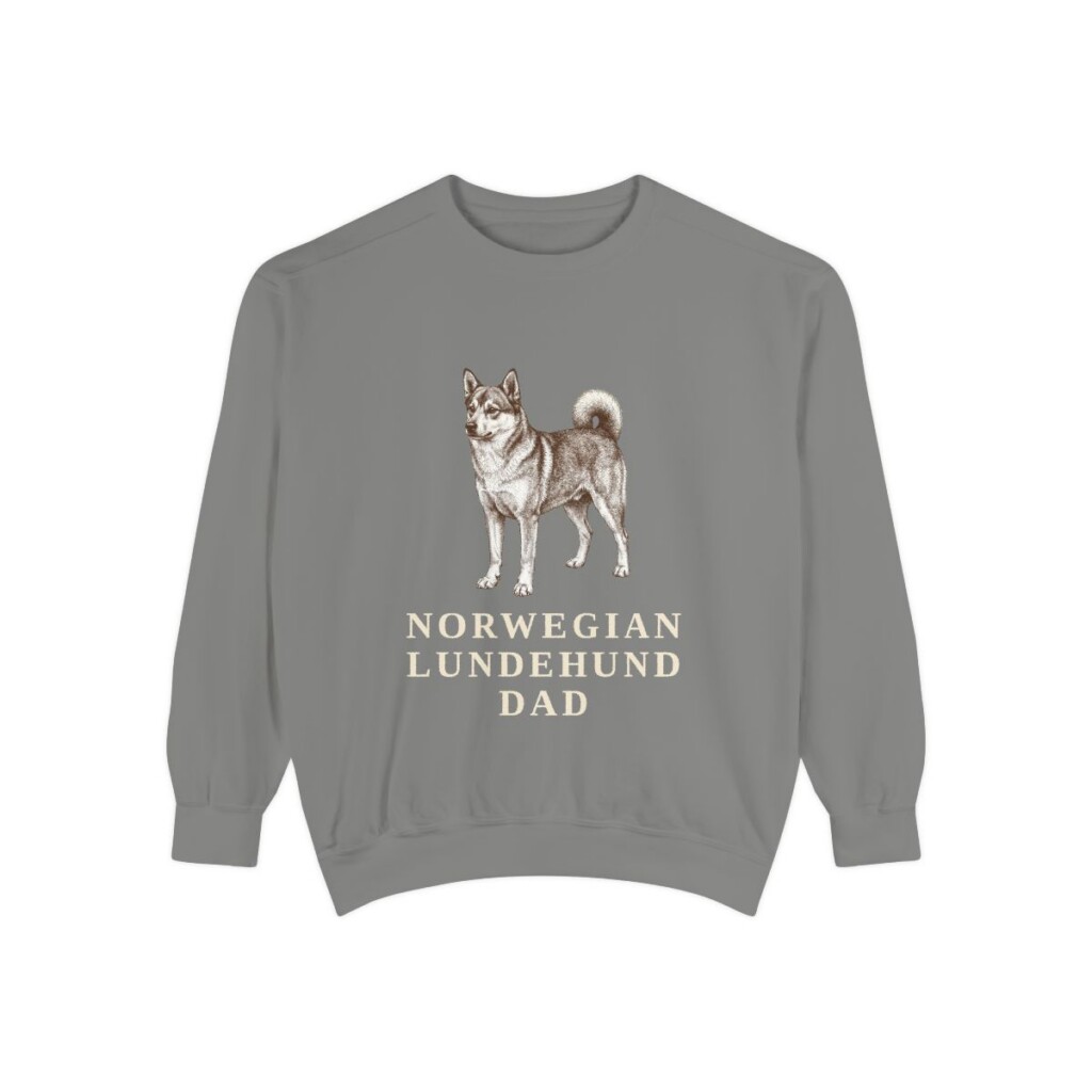 norwegian-lundehund-sweatshirt-dad-grey-1 Norwegian Lundehund Dad Sweatshirt, Grey, front view