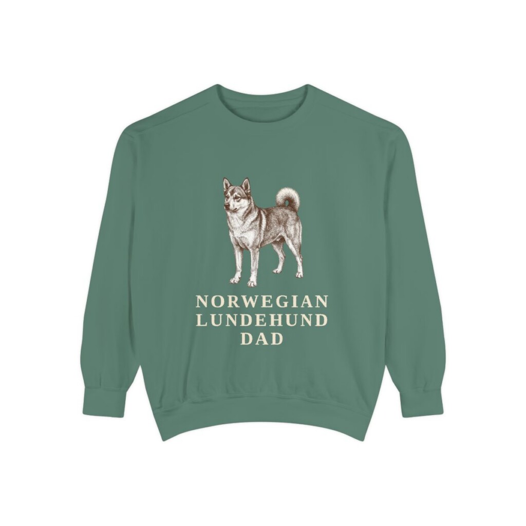 norwegian-lundehund-sweatshirt-dad-light-green-1 Norwegian Lundehund Dad Sweatshirt, Light Green, front view