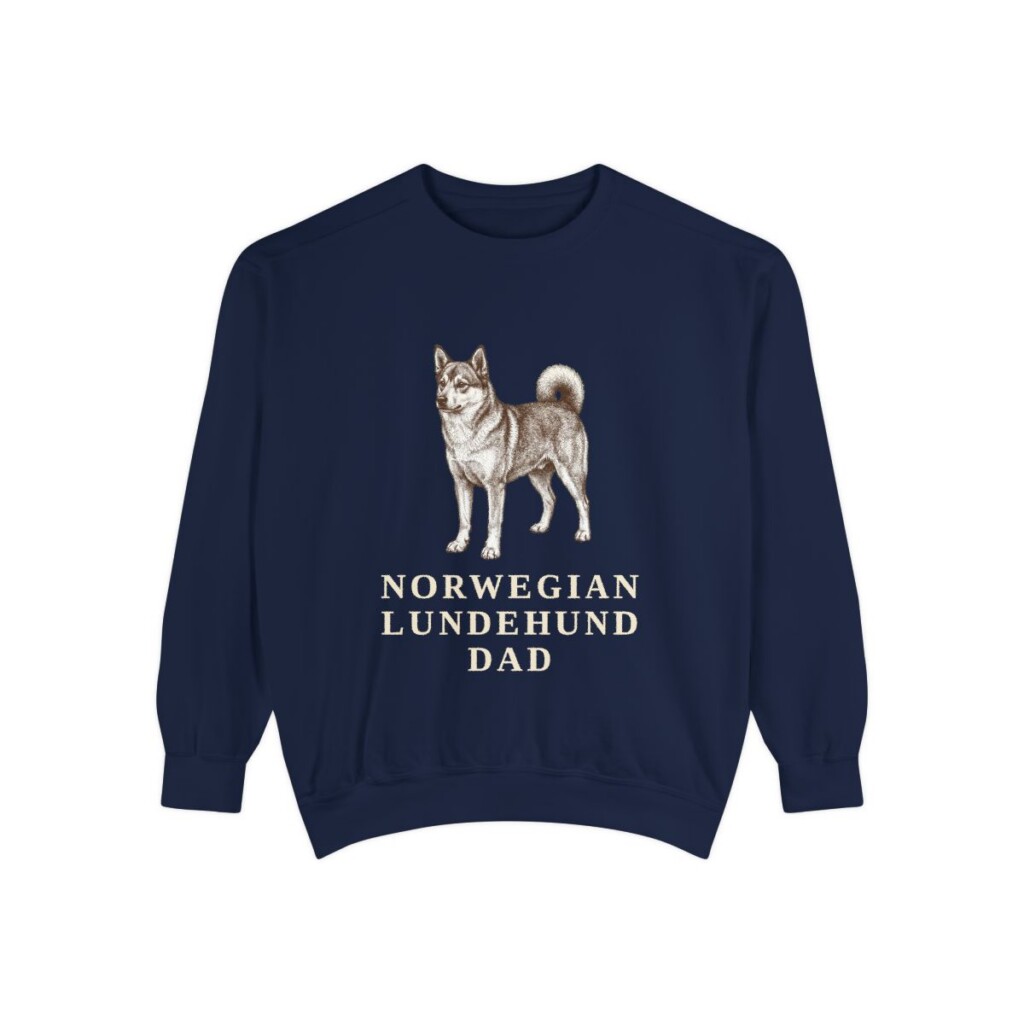 norwegian-lundehund-sweatshirt-dad-true-navy-1 Norwegian Lundehund Dad Sweatshirt, True Navy, front view