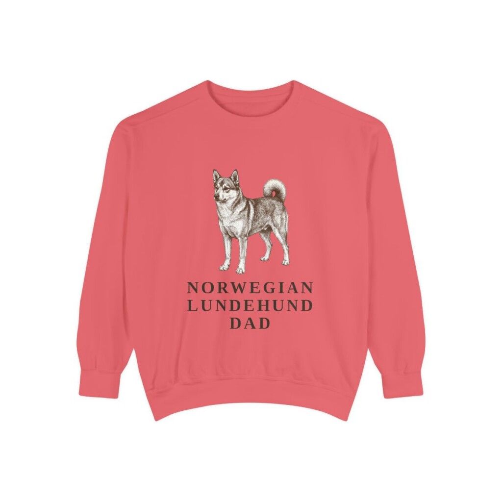 norwegian-lundehund-sweatshirt-dad-watermelon-1 Norwegian Lundehund Dad Sweatshirt, Watermelon, front view