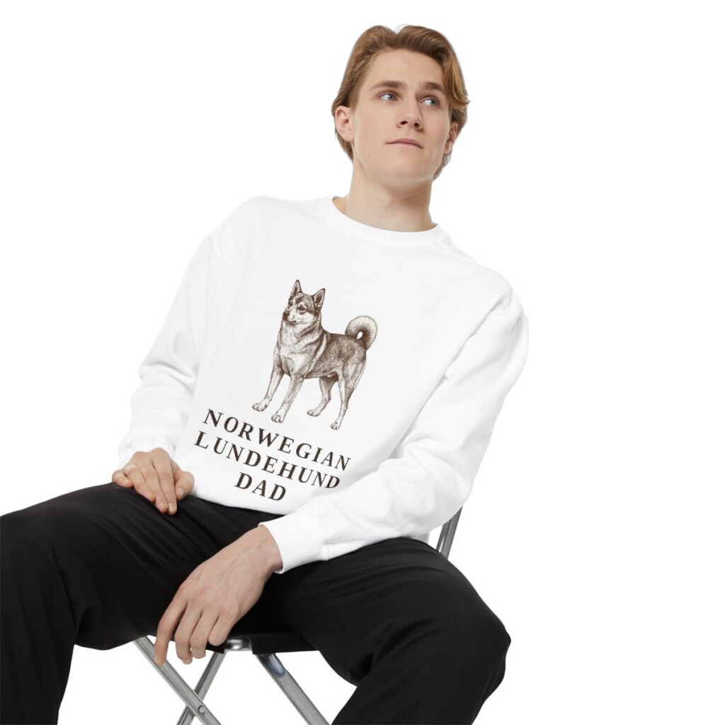 norwegian-lundehund-sweatshirt-dad-white-person-1-context-1 Norwegian Lundehund Dad Sweatshirt, White, person 1 context