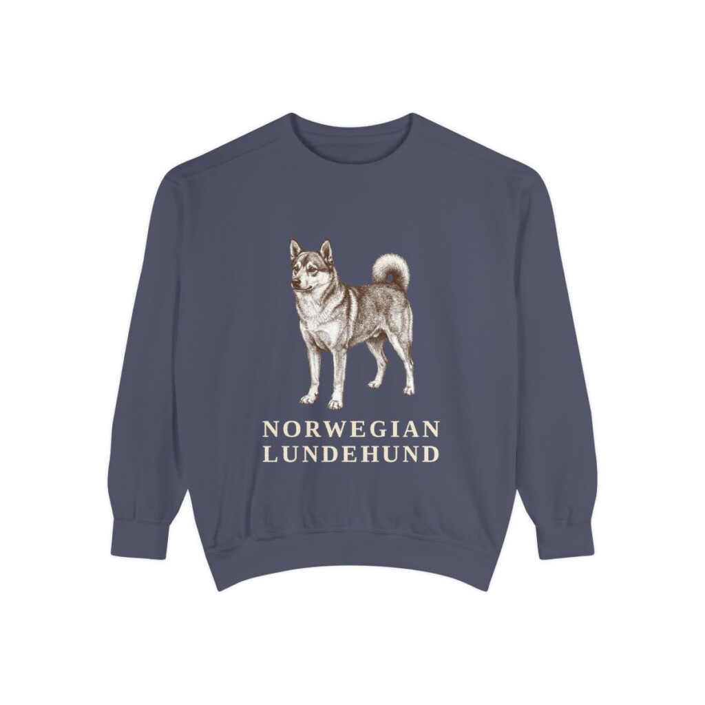 Norwegian Lundehund Sweatshirt, Denim, front view