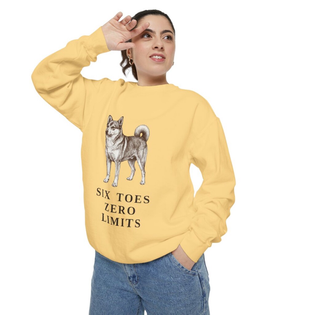 Norwegian Lundehund Humor Sweatshirt, Butter, person 2 context