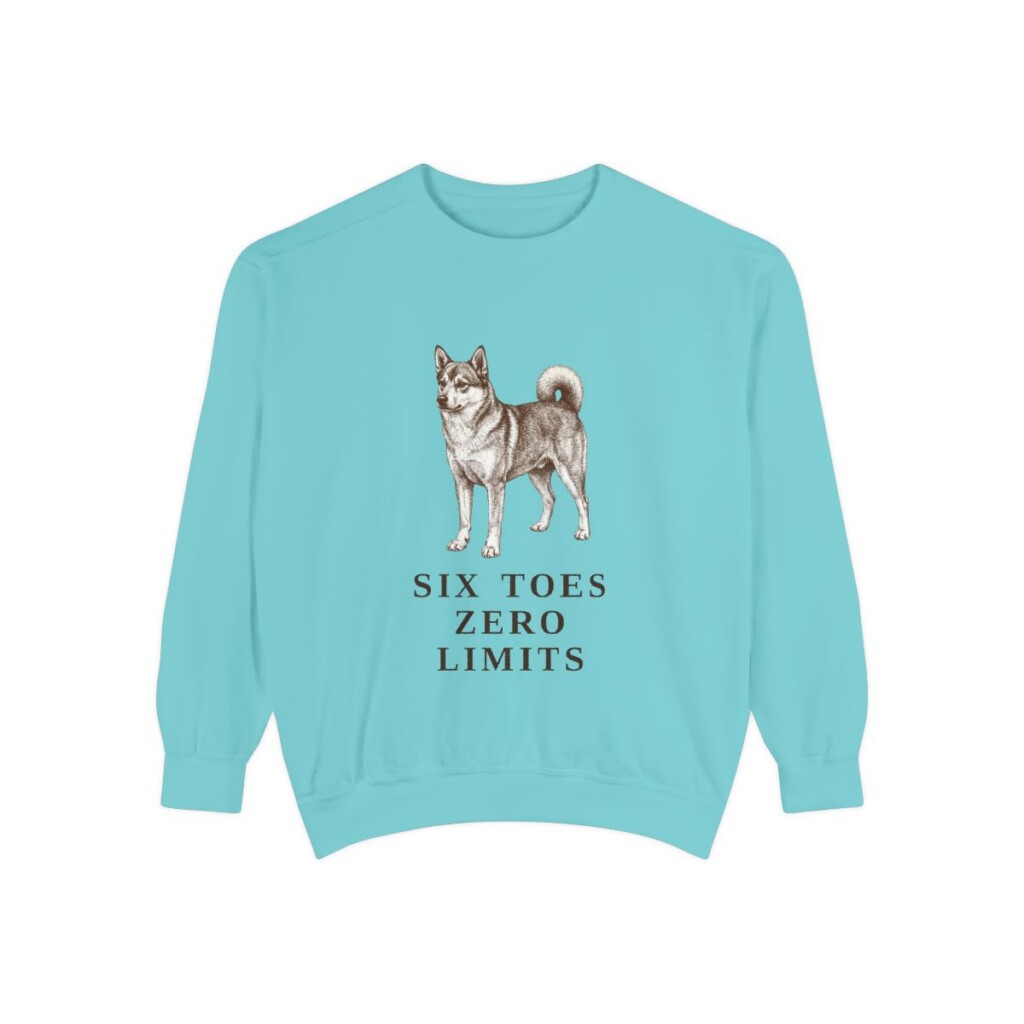 Norwegian Lundehund Humor Sweatshirt, Chalky Mint, front view