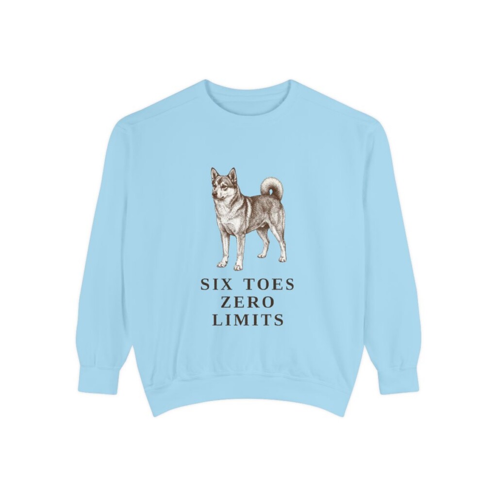 Norwegian Lundehund Humor Sweatshirt, Chambray, front view