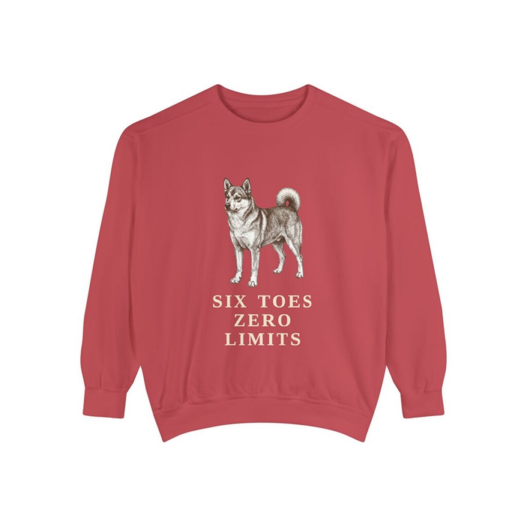 Norwegian Lundehund Humor Sweatshirt, Crimson, front view