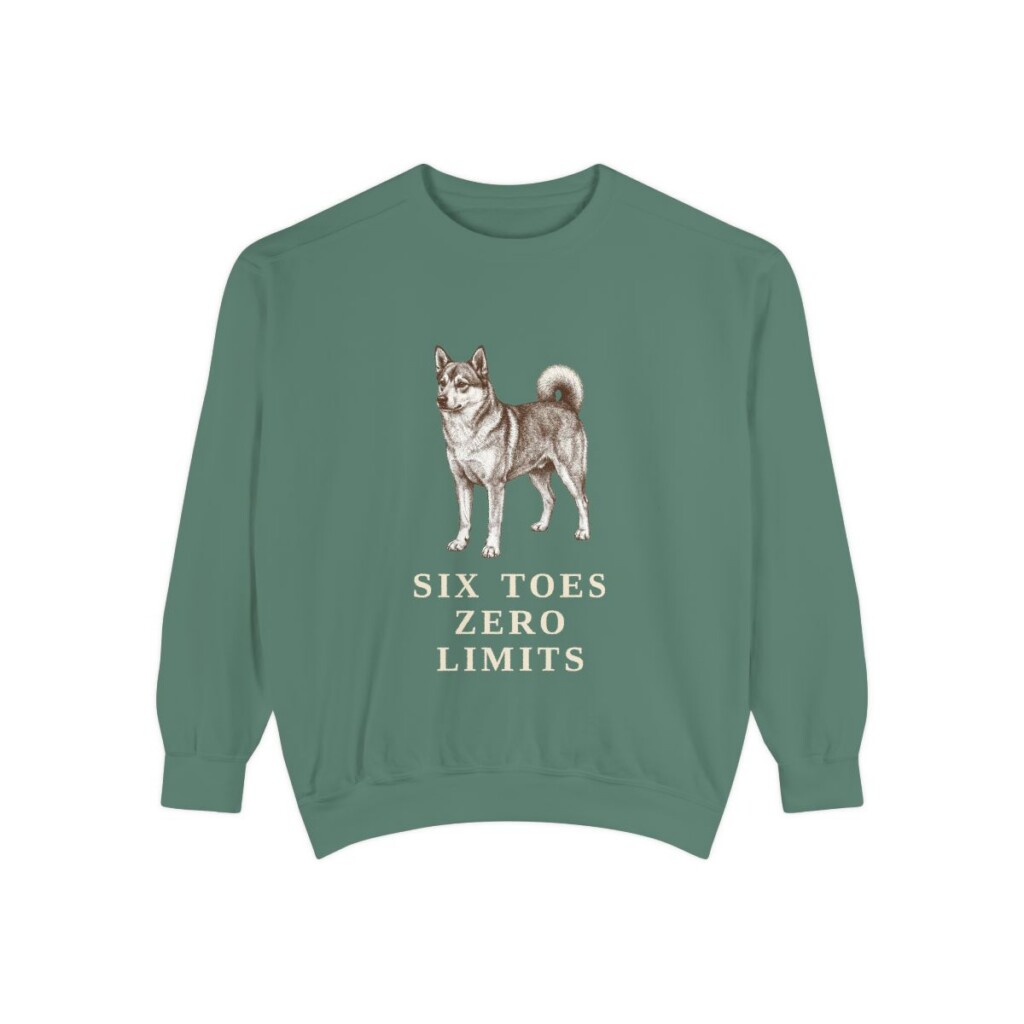 Norwegian Lundehund Humor Sweatshirt, Light Green, front view