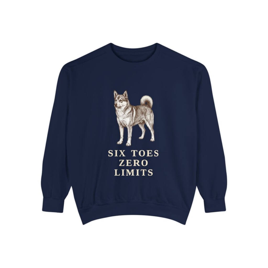 Norwegian Lundehund Humor Sweatshirt, True Navy, front view