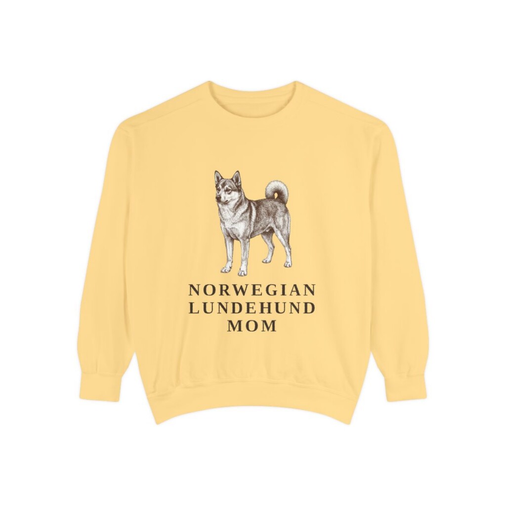 Norwegian Lundehund Mom Sweatshirt, Butter, front view