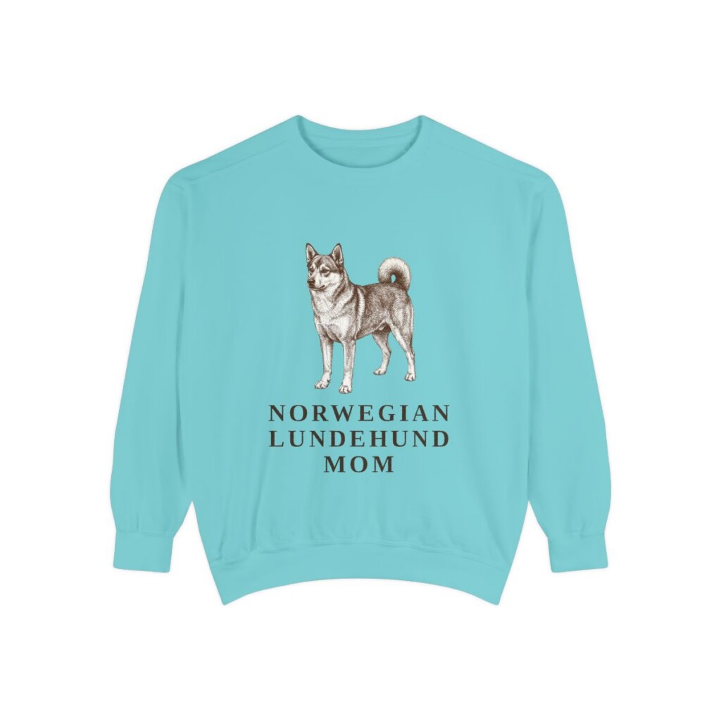 Norwegian Lundehund Mom Sweatshirt, Chalky Mint, front view