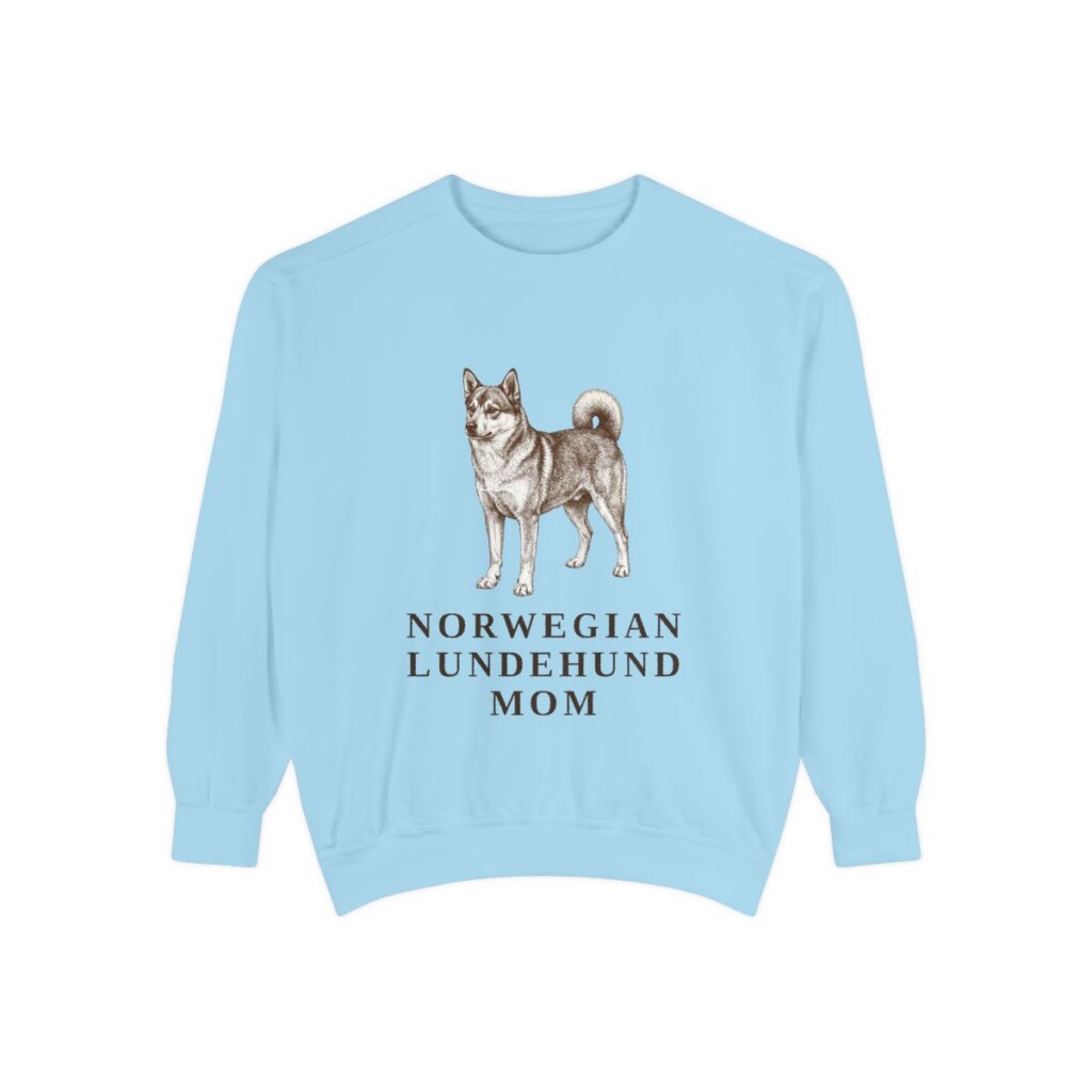 Norwegian Lundehund Mom Sweatshirt, Chambray, front view