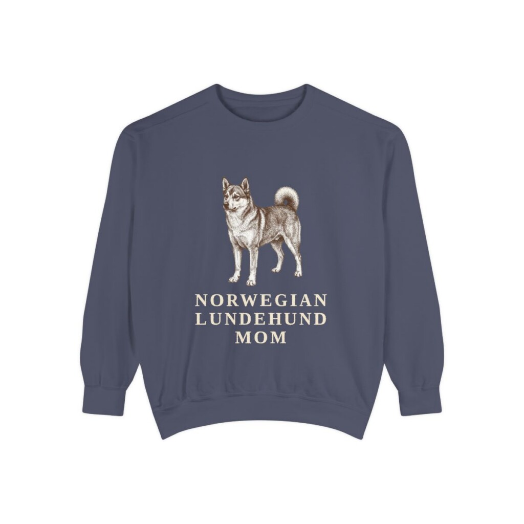 Norwegian Lundehund Mom Sweatshirt, Denim, front view