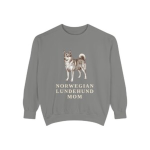 Norwegian Lundehund Mom Sweatshirt, Grey, front view