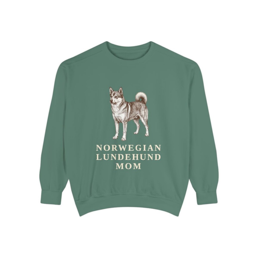 Norwegian Lundehund Mom Sweatshirt, Light Green, front view