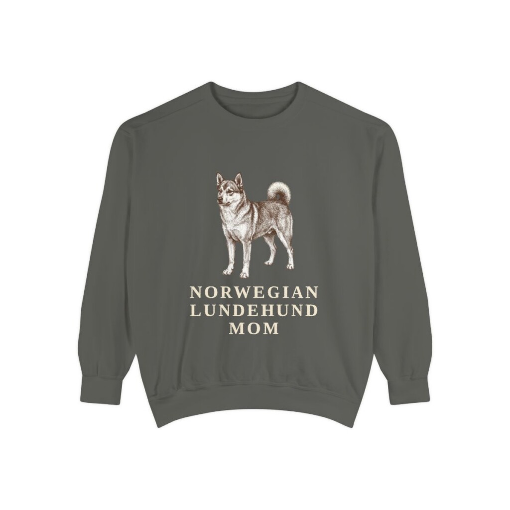 Norwegian Lundehund Mom Sweatshirt, Pepper, front view