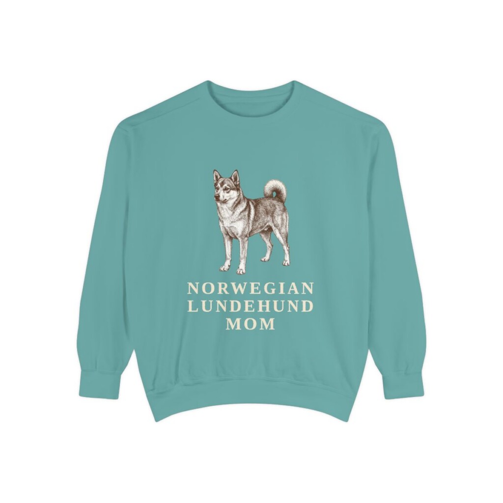 Norwegian Lundehund Mom Sweatshirt, Seafoam, front view