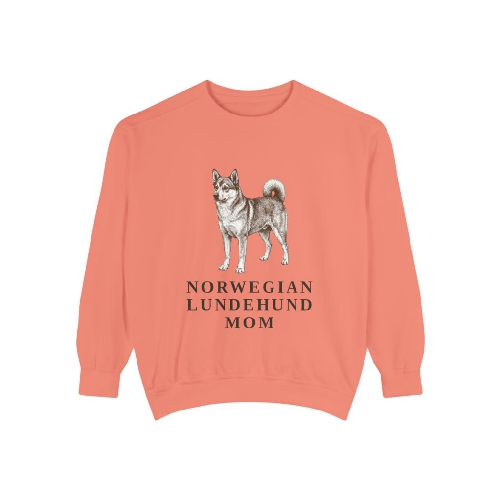 Norwegian Lundehund Mom Sweatshirt, Terracotta, front view
