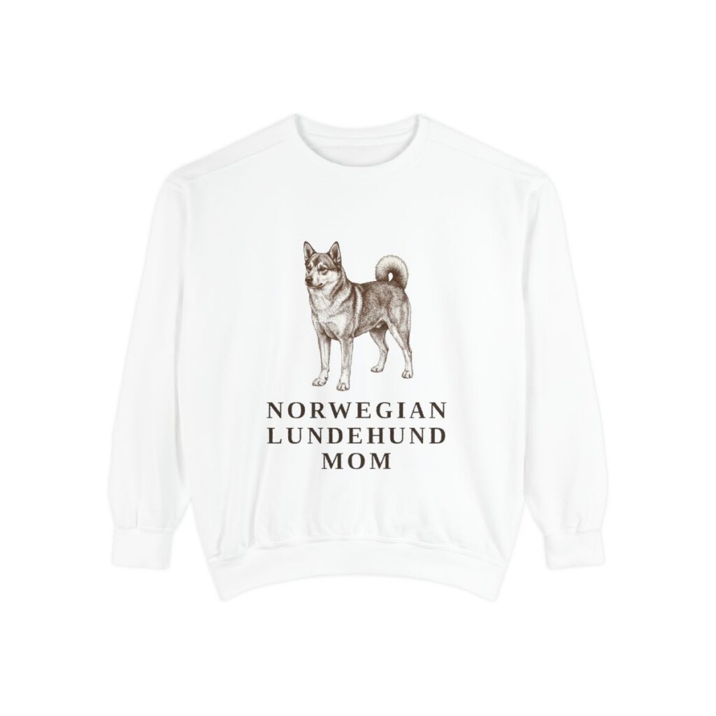Norwegian Lundehund Mom Sweatshirt, White, front view